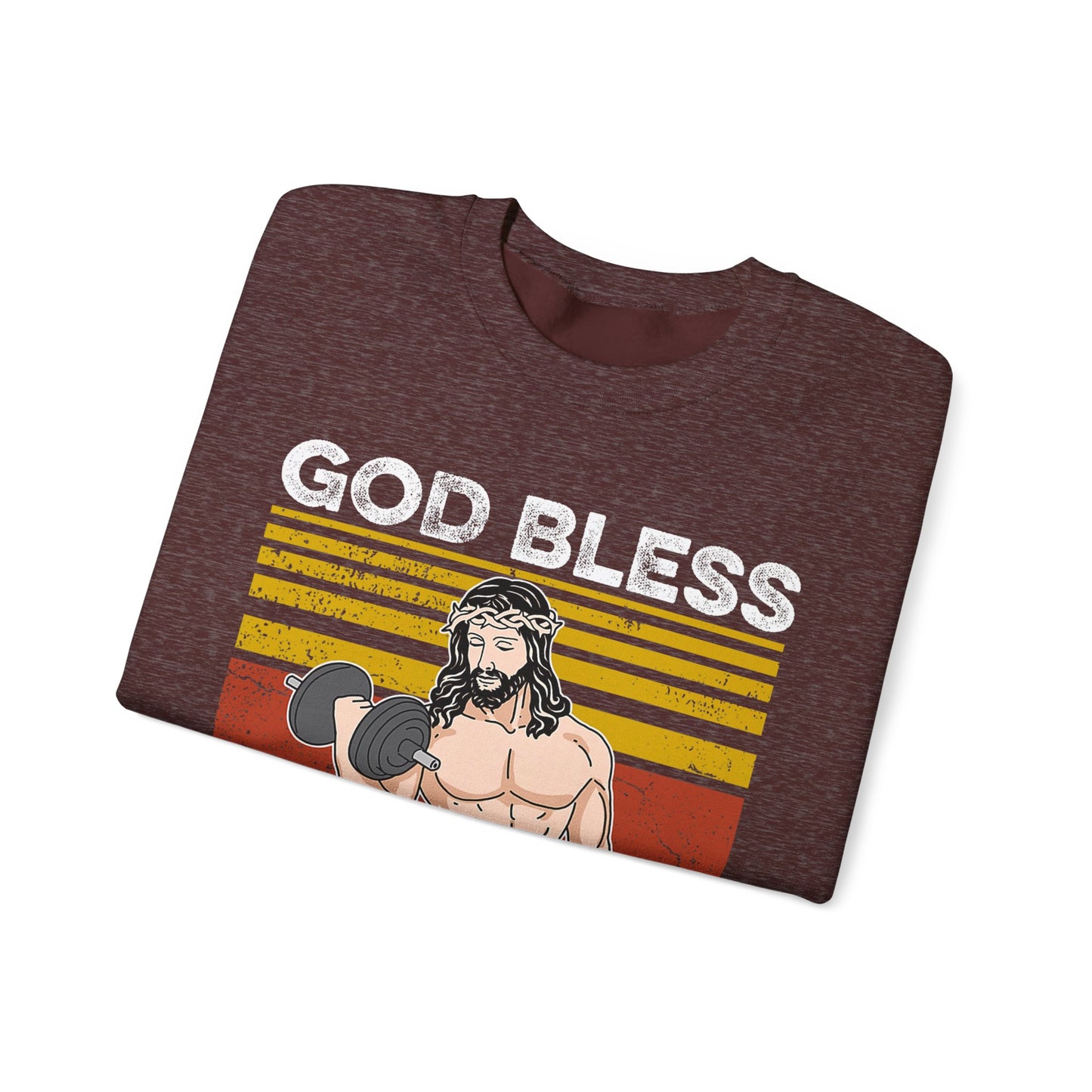 Fitness Enthusiast Crewneck Sweatshirt, God Bless These Gains, Unisex Workout Apparel, Funny Gym Sweatshirt, Gift for Him/Her, Relaxed Style