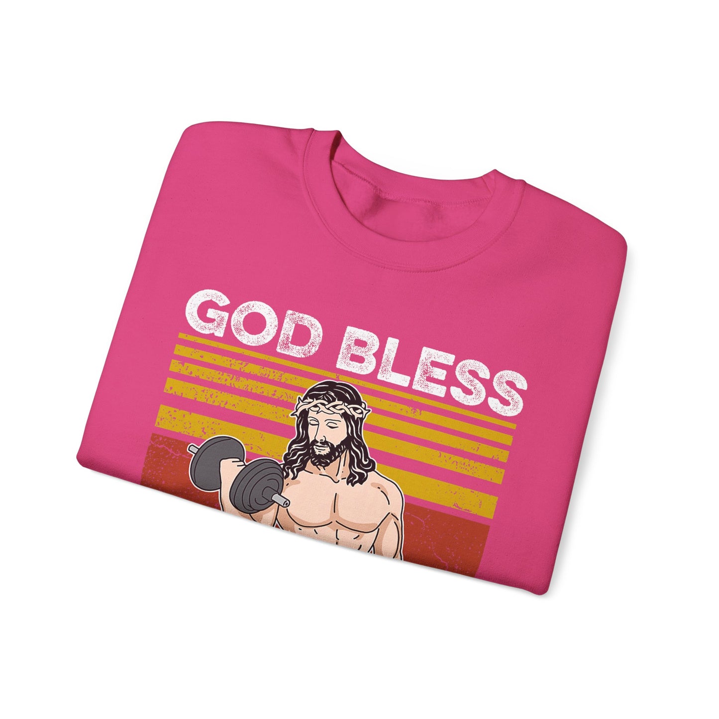 Fitness Enthusiast Crewneck Sweatshirt, God Bless These Gains, Unisex Workout Apparel, Funny Gym Sweatshirt, Gift for Him/Her, Relaxed Style