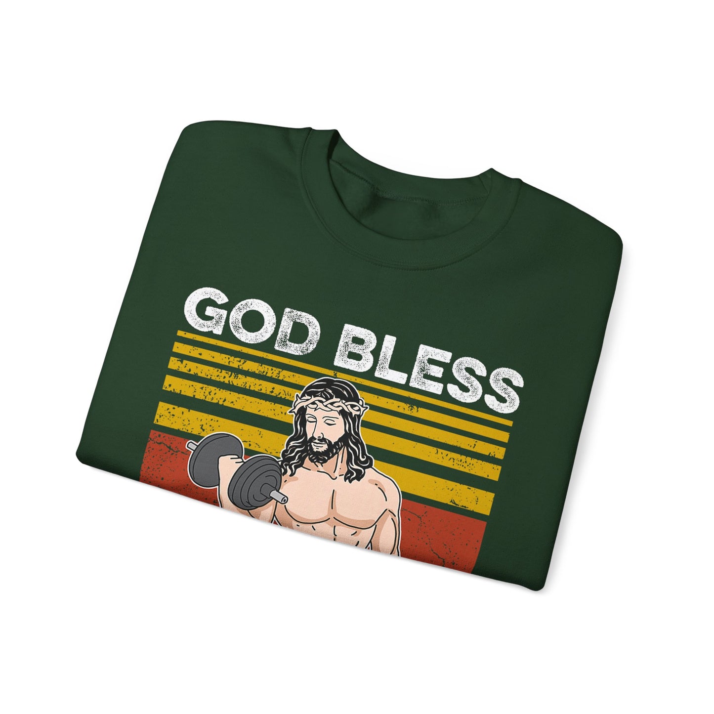 Fitness Enthusiast Crewneck Sweatshirt, God Bless These Gains, Unisex Workout Apparel, Funny Gym Sweatshirt, Gift for Him/Her, Relaxed Style