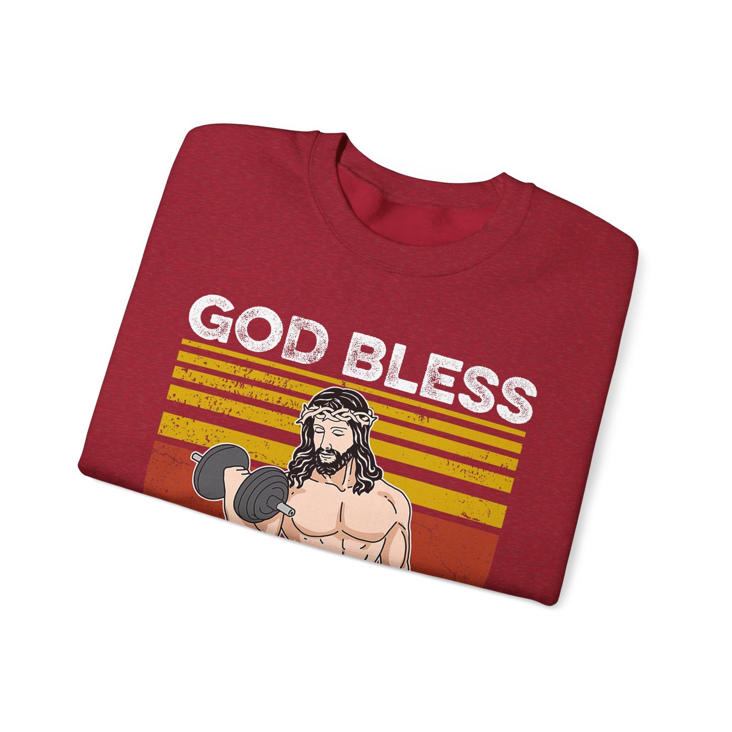 Fitness Enthusiast Crewneck Sweatshirt, God Bless These Gains, Unisex Workout Apparel, Funny Gym Sweatshirt, Gift for Him/Her, Relaxed Style