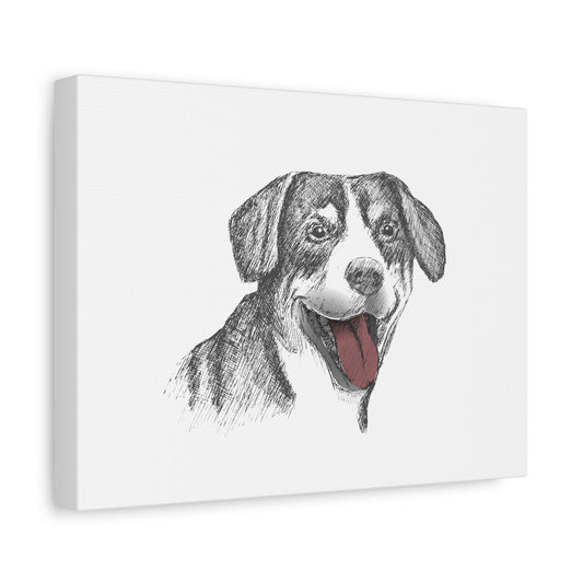 Personalized Dog Portrait Canvas Wall Art - Stretched Matte Canvas, 12" x 16"